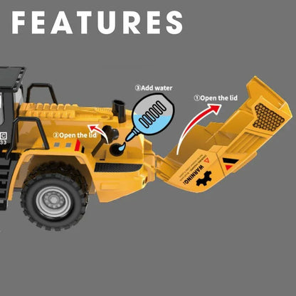 ThinkerPlace Metal Steam Roller with Light, Sound & Spray | Heavy-Duty Friction Powered Construction Vehicle Toy