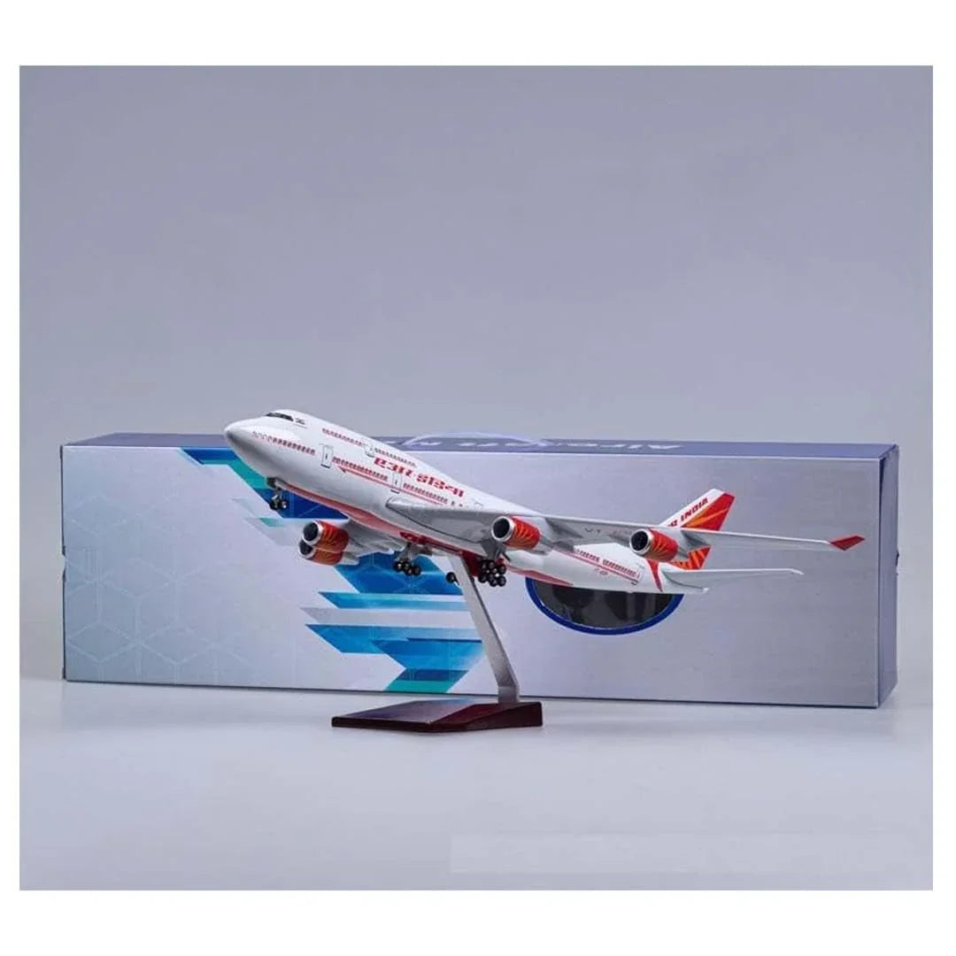 Diecast Airplane Display Model with Light : (1:125 Scale Model Boeing (B747 Air India) Aeroplane - Jaiman Toys