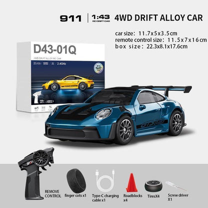 Hstar 1:43 RC Drift Car  2.4GHz 4WD Alloy 20 km/h High-Speed RC Racing Car with Gyro – (Light Blue)