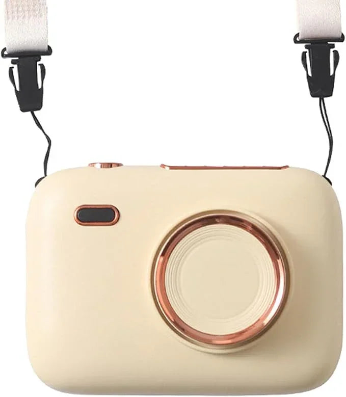 Mini Haletr Fan - Portable Hands-Free Personal Fan USB Rechargeable Camera Shape Fan (Cream) - Jaiman Toys