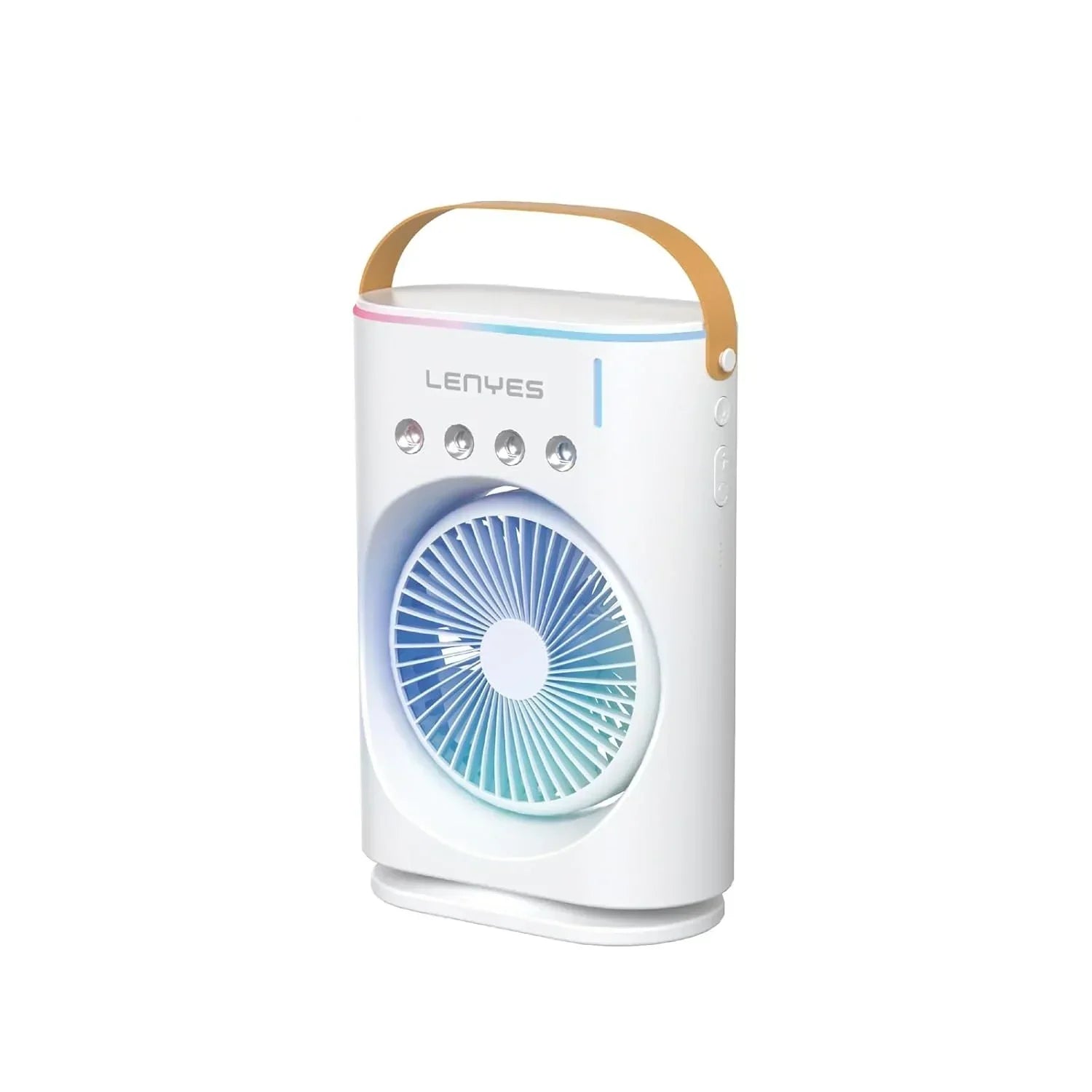 Lenyes LHF05 60 mm Mini Fan | LED Lighting | Rechargeable Fan | 3 Fan Speeds | 2 Light Mode Settings | High Speed Oscillation Table Fan | White Protable Fan - Jaiman Toys