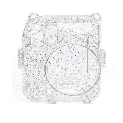 Fujifilm Instax Clear Storage Case for Instax Mini 12 Camera Case Transparent with Shoulder Strap and Camera Sticker with Photo Pocket for Store 10 Photos- Clay White - Jaiman Toys