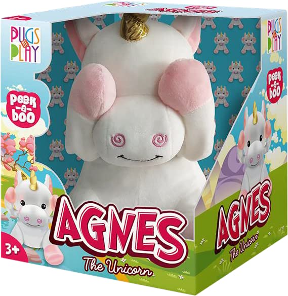 Fuzzbuzz Plugs at Play Agnes the Unicorn Plush Toy | Interactive Peek-a-Boo Soft Stuffed Unicorn for Kids | Musical Plush Toy | Ages 3+