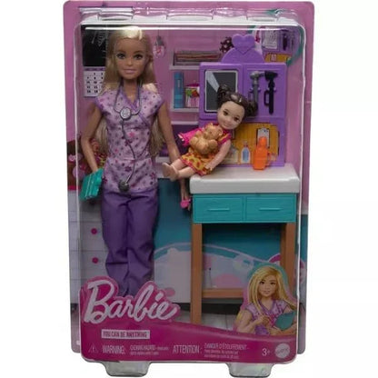 Barbie Pediatrician Doll and Doctor Playset with Accessories, Purple Scrubs for 3 Years & Above (Purple) - Jaiman Toys