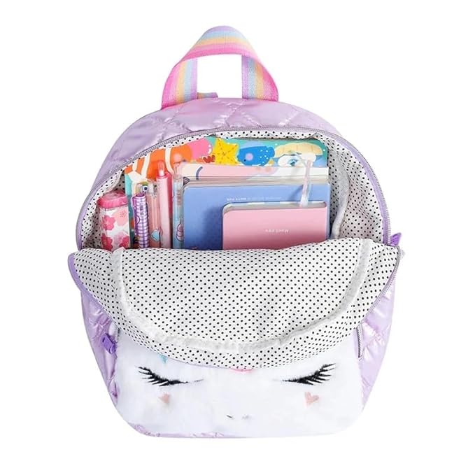 Unicorn Glitter Kids Backpack – Cute Quilted School Bag for Girls with Rainbow Straps