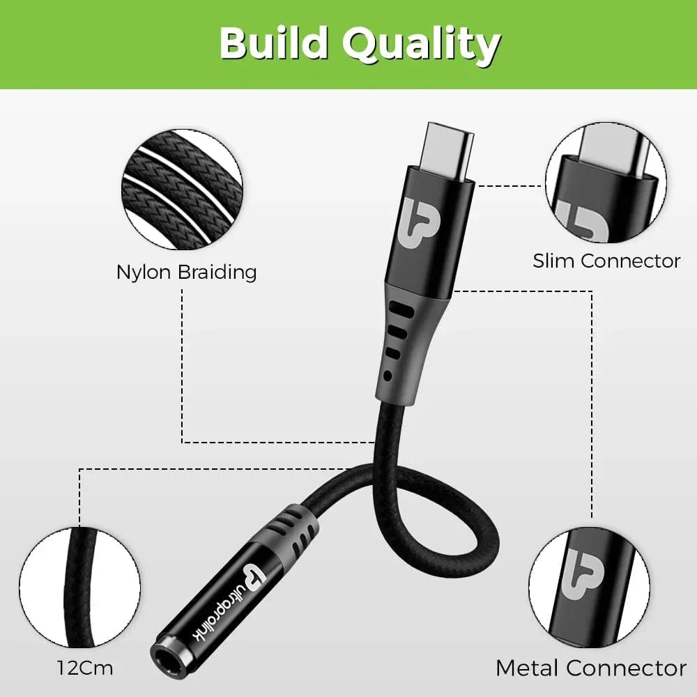 UltraProlink Audio Link iPhone to 3.5mm Headphone Jack Audio Convertor | Manages Music & Calls | High Definition Sound