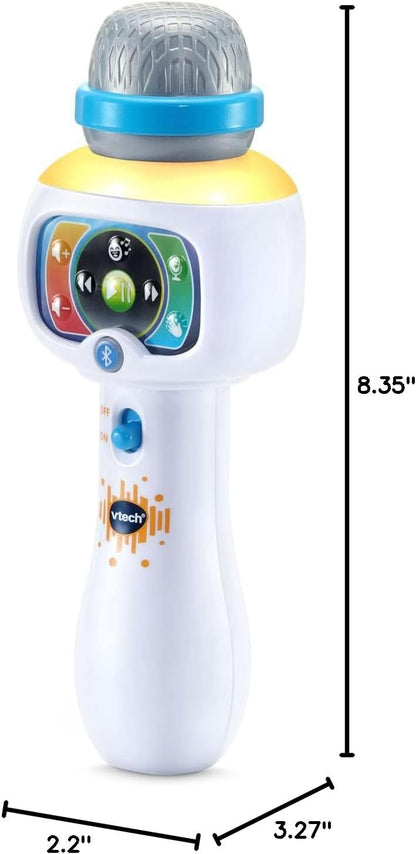 VTech Sing It Out Karaoke Microphone | Bluetooth Wireless Kids Karaoke Mic with Voice Effects, Lights, Music & Recording Function | White