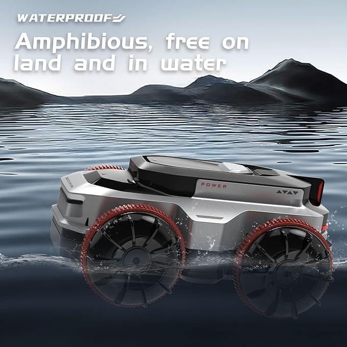 4WD Amphibious Remote Control Stunt Car – 2.4GHz Mini RC Car with 360° Spin, All-Terrain & Water Driving, Dual Tire System for Kids