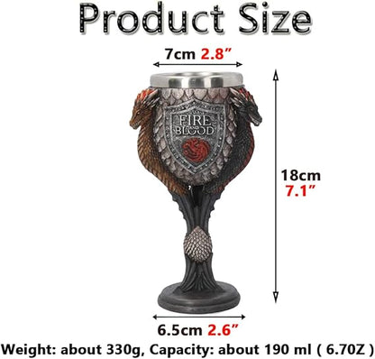Game of Thrones Fire and Blood Dragon Goblet Chalice | 18 cm Fantasy Collectible Cup