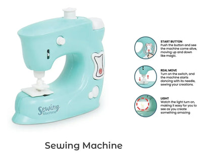 Pablo Honey Mini Iron, Microwave, Oven & Sewing Machine Household Play Set (Blue) - Jaiman Toys