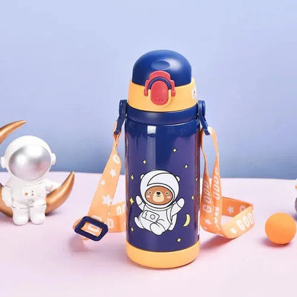 Cool DI GIBO Vacuum Insulated Water Bottle With Straw 450 ML (Blue) - Jaiman Toys
