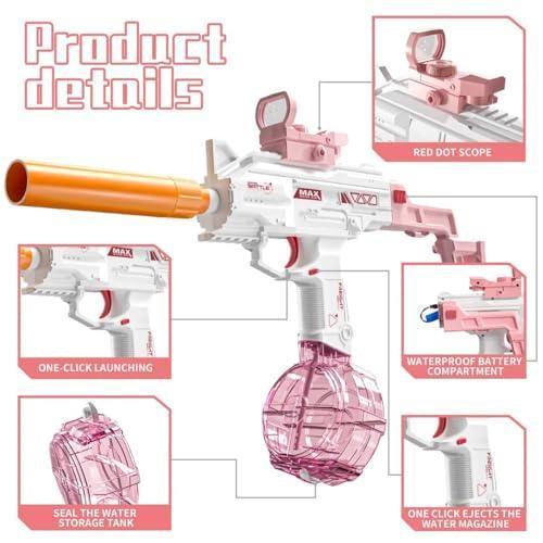 Electric Water Gun: UZI-SMG Electric Water Gun – High-Capacity Blaster for Epic Summer Battles! (518-10 Pink) - Jaiman Toys