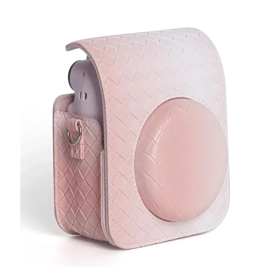 Fujifilms Instax Mini 12 Instant Camera PU Leather Case! Rain Proof Soft Camera Protective Case with Shoulder Strap - Blossom Pink - Jaiman Toys