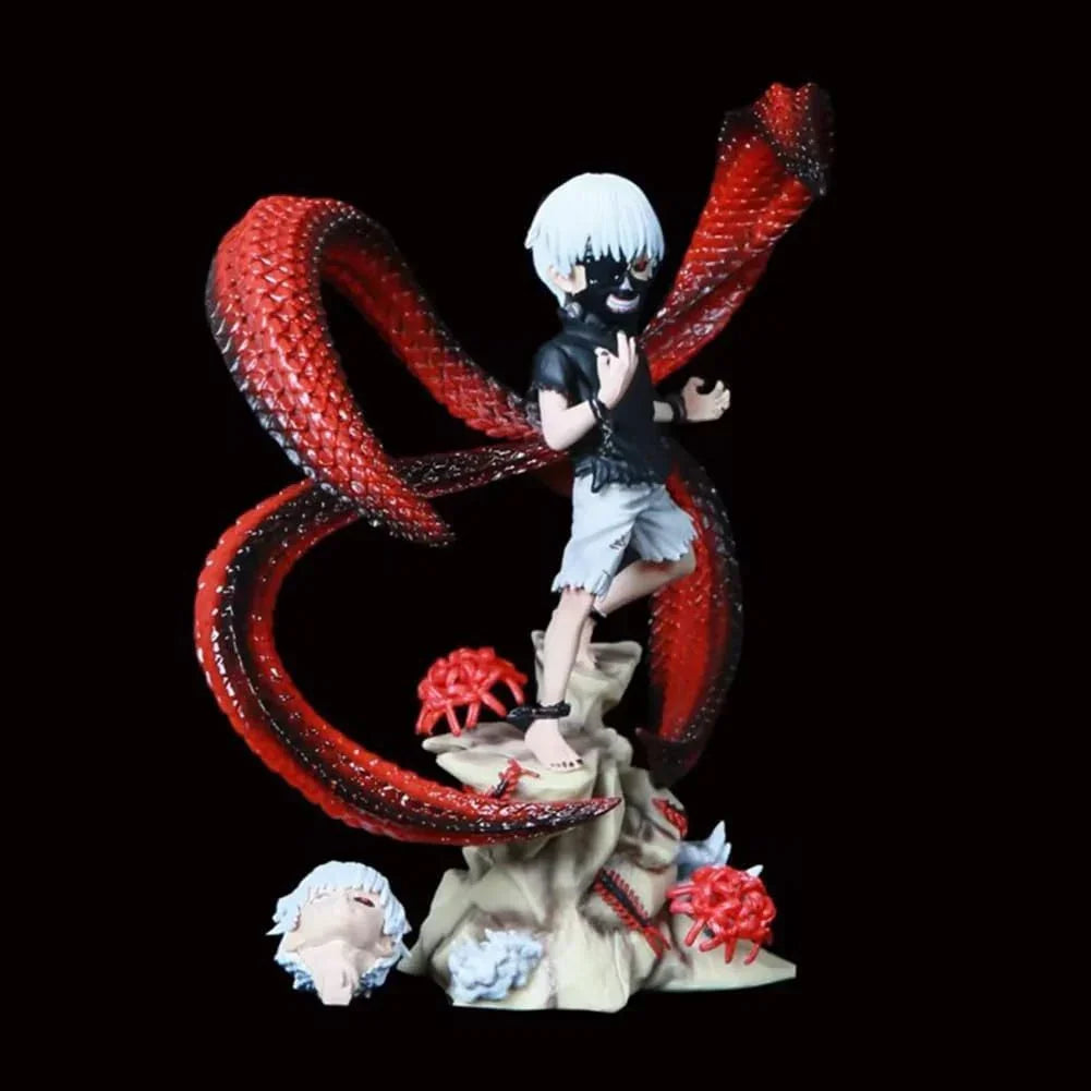 Ken Kaneki Tokyo Ghoul Anime Ultimate Action Figure – 18cm PVC Statue with Red Kagune & Interchangeable Head HW - Jaiman Toys