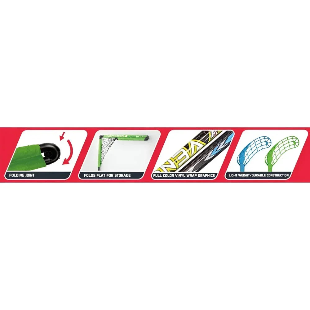Innov8 Foldable Floorball Goal Set for Kids, 2.5 cm Ball, 90 cm Sticks - Jaiman Toys