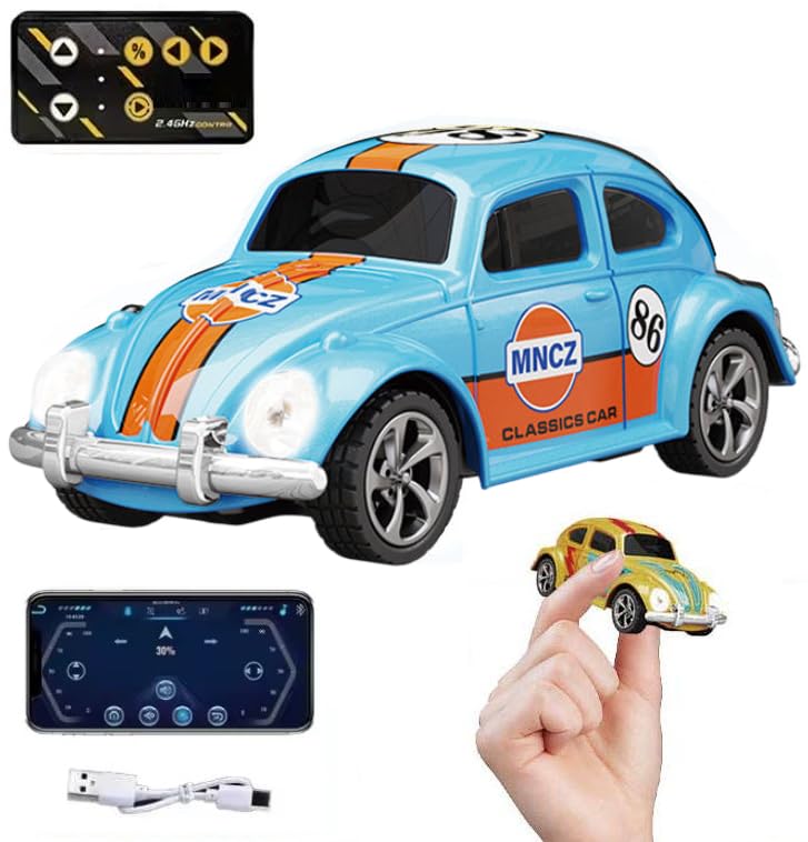 Trasped 1:64 Mini RC Car CoolCar HG4-108 – Pocket Size Remote Control Car with LED Lights, App Control & Rechargeable Battery (3 Colors)