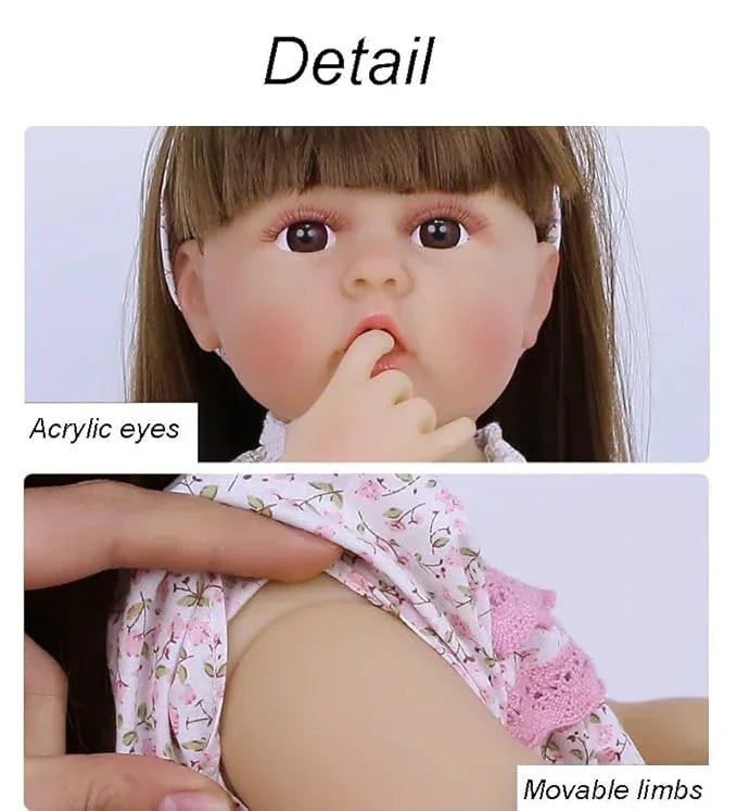 Lifelike Reborn Baby Girl Doll – Toddler with Realistic Sound & Multicolor Dress