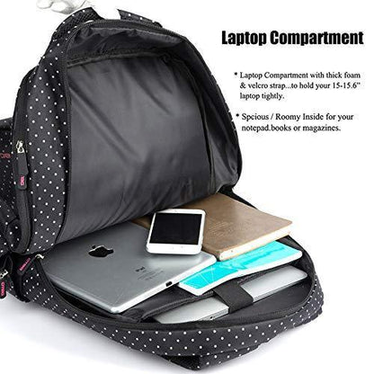 DTBG Laptop Backpack 15.6" Water Resistant (Black with Pink Dots) - Jaiman Toys