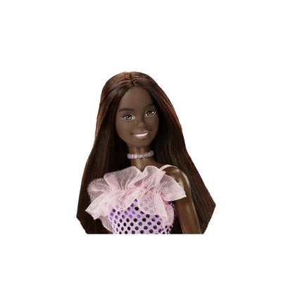 Barbie® Doll, Kids Toys, Dark Brown Hair, Pink Metallic Dress, Trendy Clothes and Accessories, Gifts for Kids - Jaiman Toys