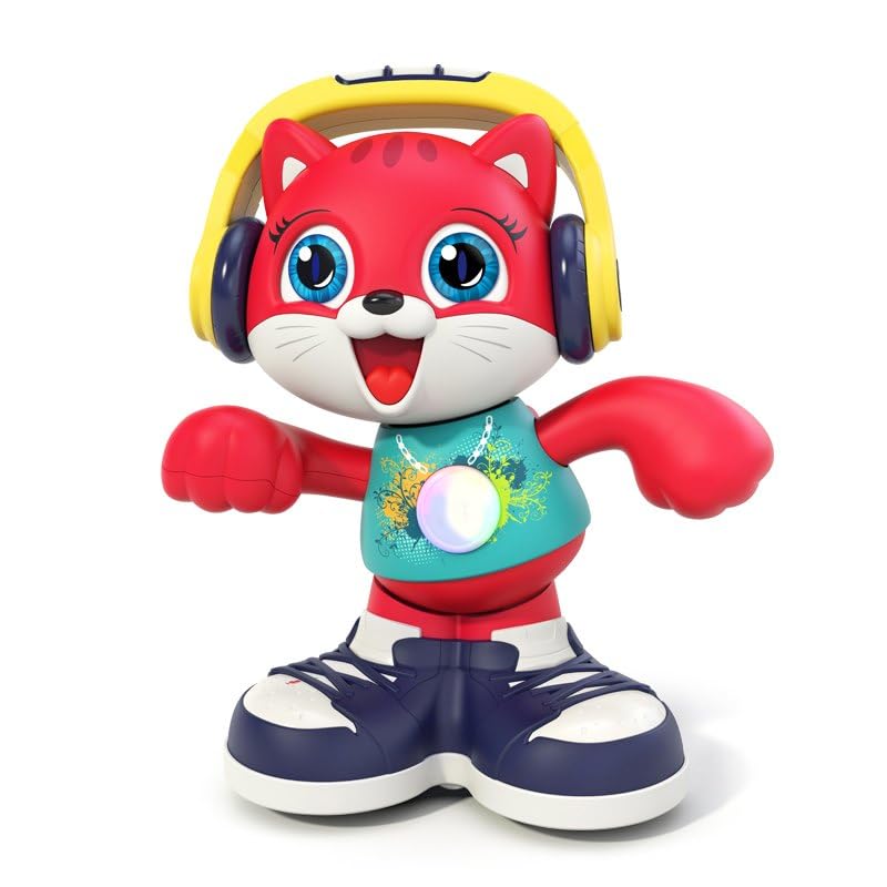 Hola Dance & Record Cat Toy (12 inch) – Musical Crawling Learning Toy with Voice Recording for Toddlers (18–60 Months)
