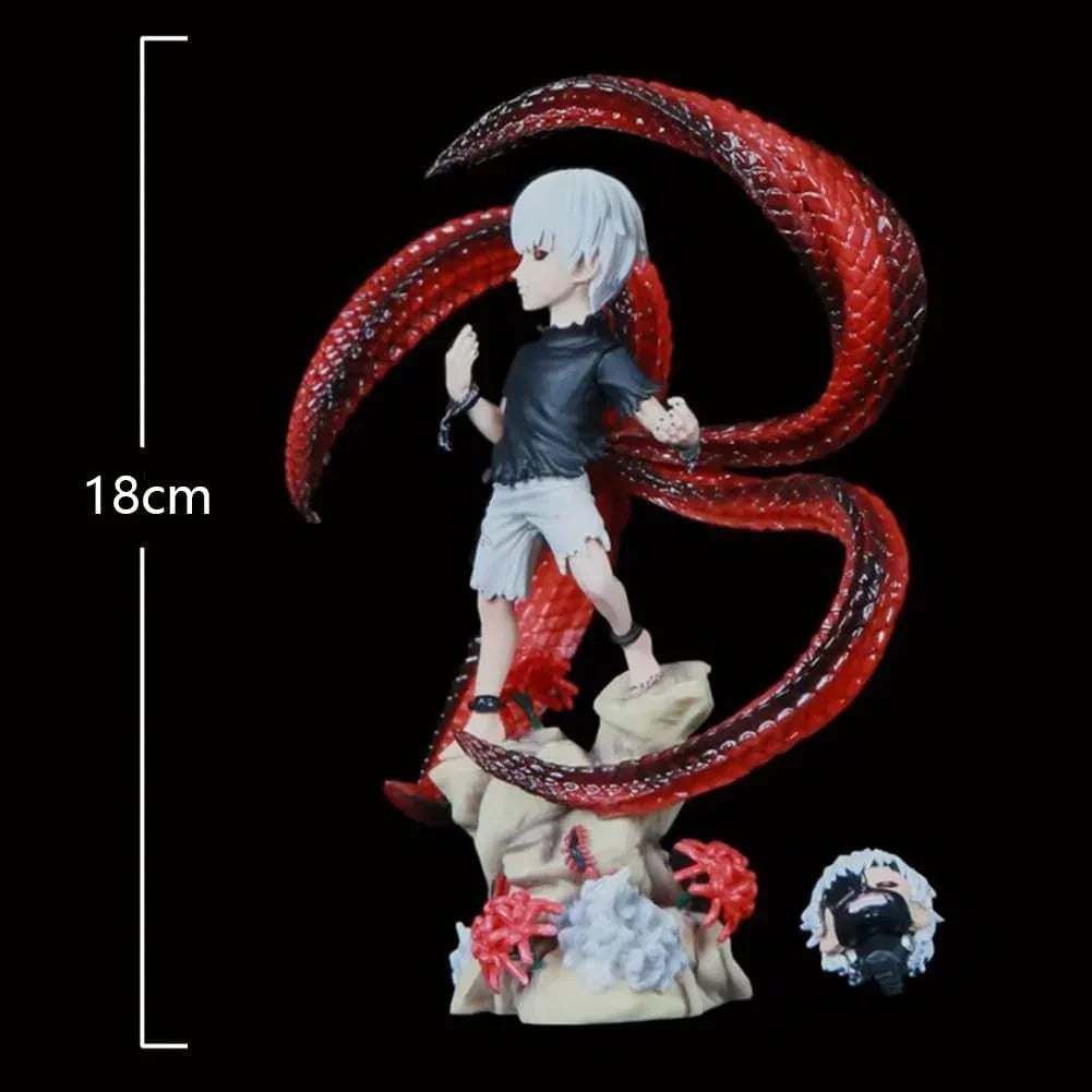 Ken Kaneki Tokyo Ghoul Anime Ultimate Action Figure – 18cm PVC Statue with Red Kagune & Interchangeable Head HW - Jaiman Toys