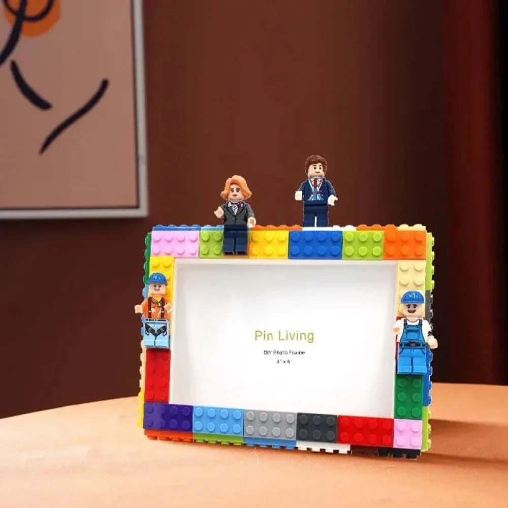 Building Blocks Photo Frame (4" x 6") with Figures and Blocks – Perfect for Gifting and Display! - Jaiman Toys