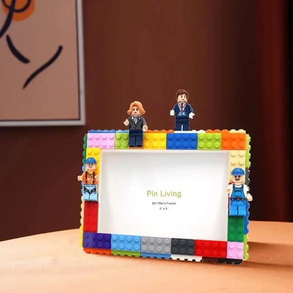 Building Blocks Photo Frame (4" x 6") with Figures and Blocks – Perfect for Gifting and Display! - Jaiman Toys