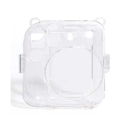 Accessories Bundle - Camera Case for Fujifilm Instax Mini 12 (Crystel Clear) + Adjustable Rainbow Strap and Photo Pocket in Back + Case Decorative Stickers - Blossom Pink - Jaiman Toys