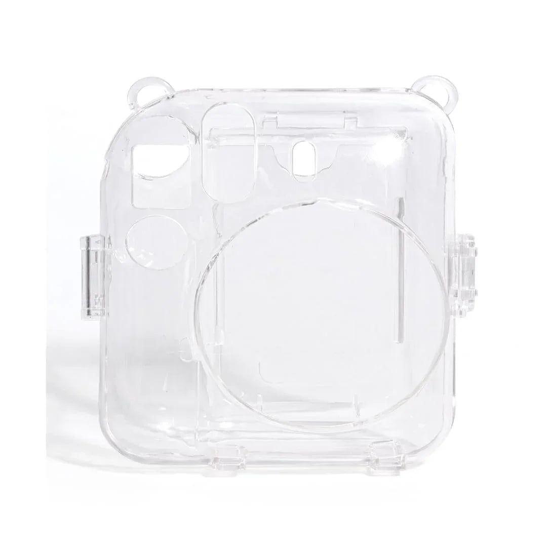 Fujifilm Instax Mini 12 Crystel Clear Camera Case + Adjustable Rainbow Strap and Photo Pocket in Back + Case Decorative Stickers - Lilac purple - Jaiman Toys