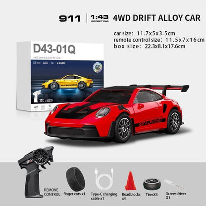 Hstar 1:43 RC Drift Car  2.4GHz 4WD Alloy 20 km/h High-Speed RC Racing Car with Gyro – (Red)