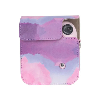 Pink Painting Charm – Rainproof PU Leather Case for Instax Mini 12 with Adjustable Strap - Jaiman Toys