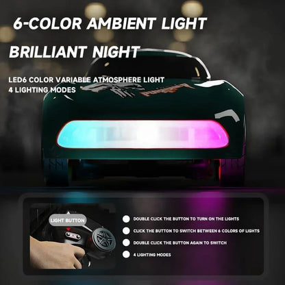 Mini 4WD Q197 1:64 Scale LED Drift RC Car – 2.4GHz Remote Control, Type-C Fast Charge, Adjustable Drift Modes (Grey)