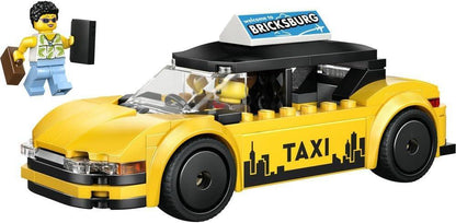 LEGO City 60487 Yellow Taxi Cab Toy - EV Car Model Kit w/ 2 Minifigures & Removable Roof - Fine Motor Skills Set - Small Birthday Gift Idea for 5+ Year Old Boys