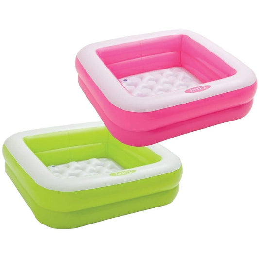 Intex 57100 Inflatable Square Swimming Pool 34" x 34" x 10" – Kids & Family Outdoor Garden Pool for Summer Water Fun