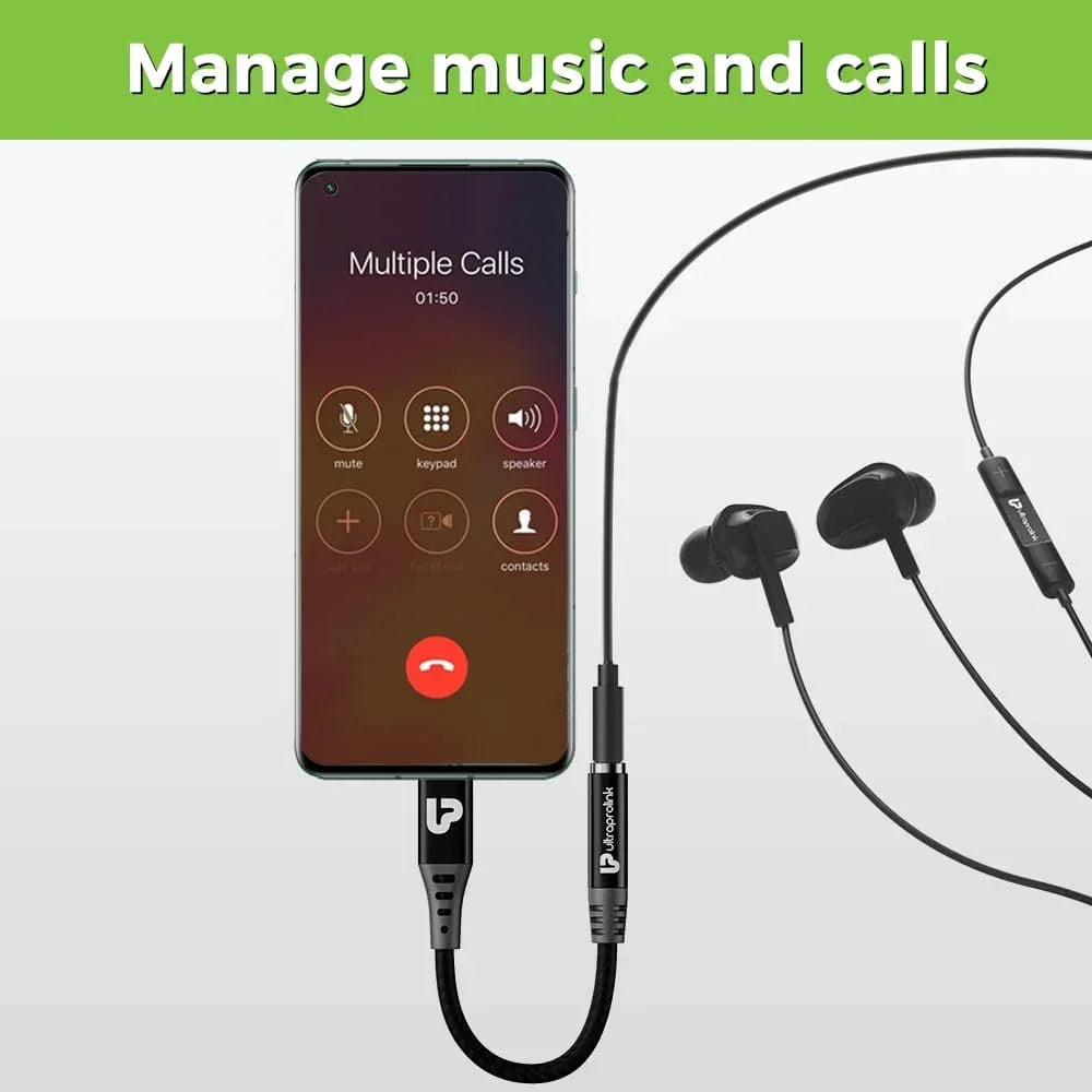 UltraProlink Audio Link iPhone to 3.5mm Headphone Jack Audio Convertor | Manages Music & Calls | High Definition Sound
