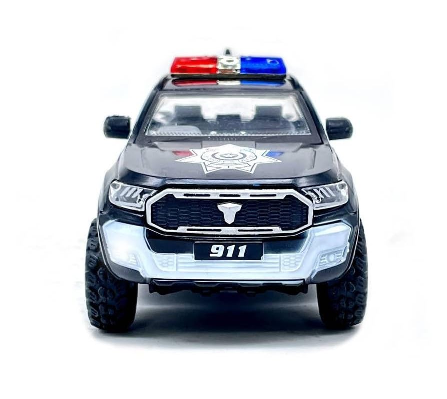 Centy Emergency Squad Sheriff Pull Back Police Pickup Truck Toy Car for Kids | Die-Cast Style Vehicle | Pull Back Action | Black & White | 3+ Years