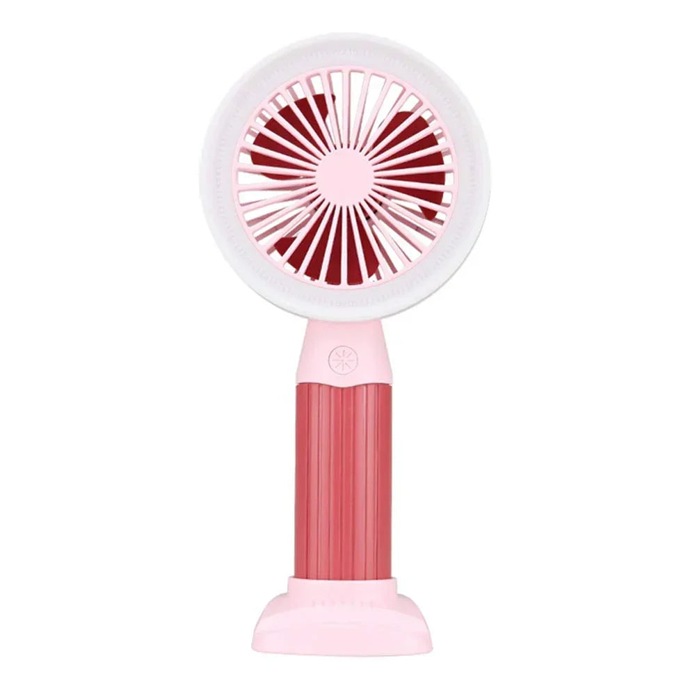 Fashion Lighting Fan Desktop Fan Mini Handheld Small Fan for Home, School USB Rechargeable & Portable Fan (Pink) - Jaiman Toys