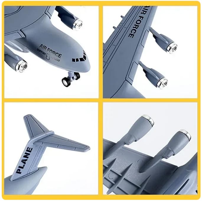 Military Plane 1:500 Scale Die-Cast Aircraft Toy | Air Force Cargo Airplane Model with Rolling Wheels | Collectible Toy Plane for Kids