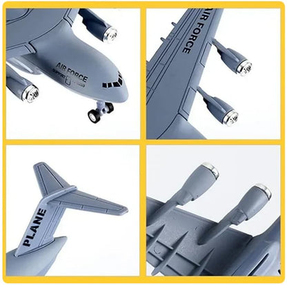 Military Plane 1:500 Scale Die-Cast Aircraft Toy | Air Force Cargo Airplane Model with Rolling Wheels | Collectible Toy Plane for Kids