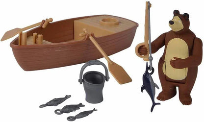 Masha and The Bear by Fratelli (3 Inch Masha Series Bear Doll and Its Boat and Fishing Accessories) - Jaiman Toys