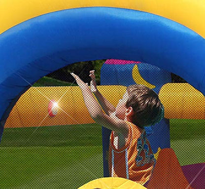 Happy Hop Fantasy Unicorn Inflatable Bouncy House with Slide, Lights & Sound | Kids Jumping Castle | Ages 3+