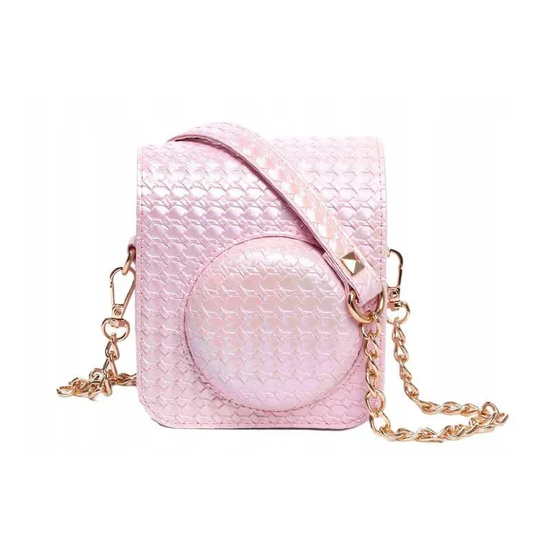 Iridescent PU Leather Case & Photo Album Set for Fujifilm Instax Mini 12 – Includes Carrying Case & 64 Sheets Photo Album (Blossom Pink) - Jaiman Toys