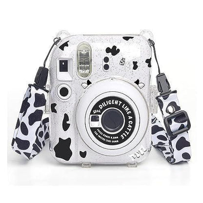 Fujifilm Instax Clear Storage Case for Instax Mini 12 Camera Case Transparent with Shoulder Strap and Camera Sticker with Photo Pocket for Store 10 Photos- Clay White - Jaiman Toys