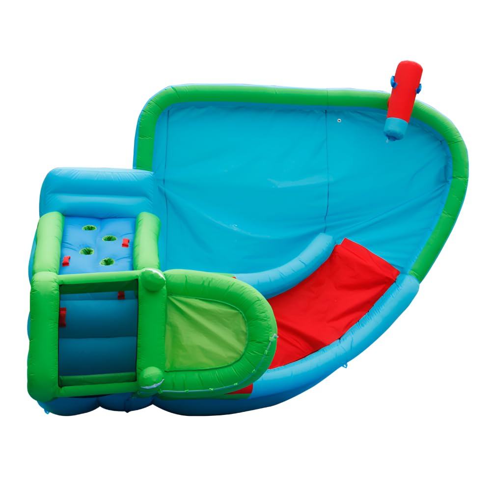 Happy Hop Crocodile Inflatable Water Slide Pool with Climbing Wall & Splash Area | Kids Wet & Dry Water Park | Ages 3+