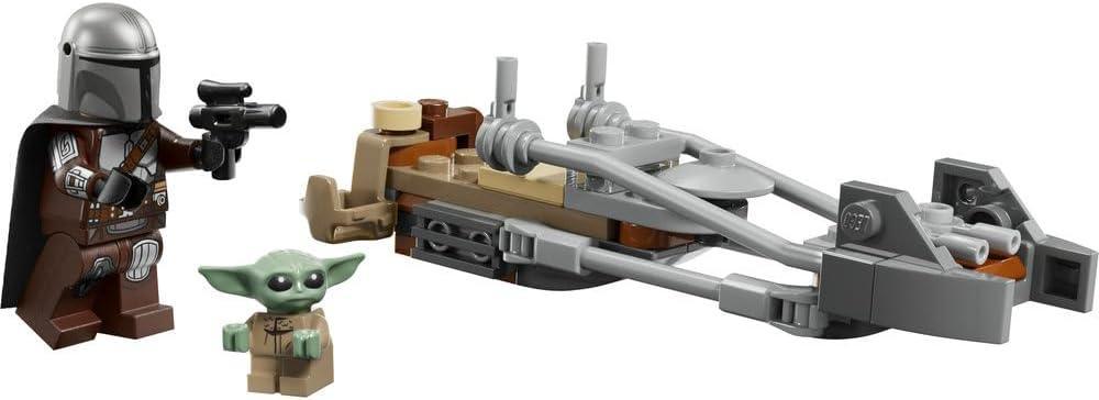 LEGO Star Wars 75436 The Mandalorian & Grogu's Speeder Bike Toy - incl. a Grogu Figure & Din Djarin Minifigure w/a Blaster - Small Birthday Gift for 6+ Year Old Boys & Fans