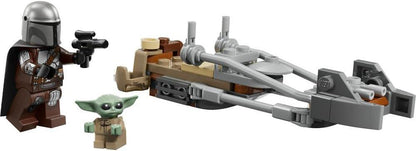 LEGO Star Wars 75436 The Mandalorian & Grogu's Speeder Bike Toy - incl. a Grogu Figure & Din Djarin Minifigure w/a Blaster - Small Birthday Gift for 6+ Year Old Boys & Fans