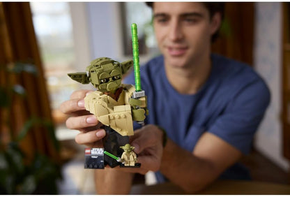 LEGO 75438 Star Wars Yoda Bust - Display Model Kit for Adults w/Green Lightsaber & Collectible Jedi Master Minifigure | 399 Pieces