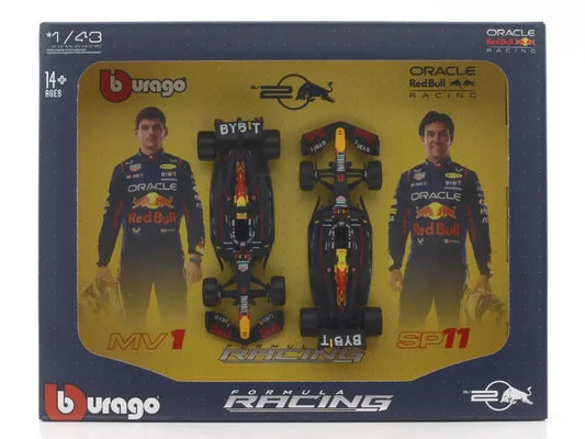 Bburago 2024 Oracle Red Bull Formula F1 Racing Team RB20 Set of 2 Cars 1:43 Die Cast Scale Miniature Model Cars, with Photo Frame Packaging - Jaiman Toys