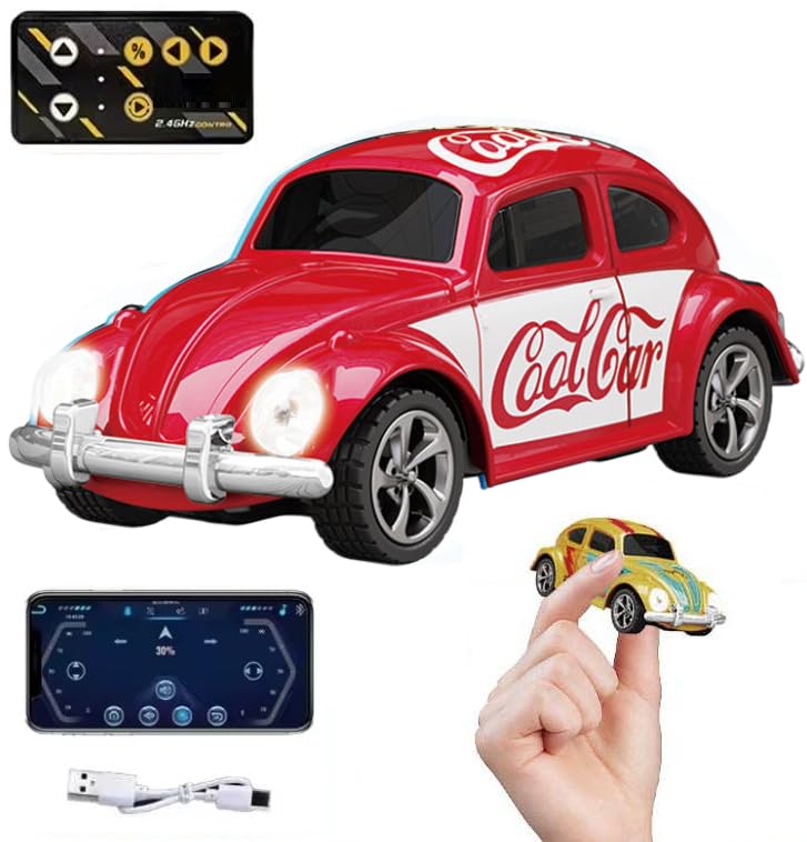 Trasped 1:64 Mini RC Car CoolCar HG4-108 – Pocket Size Remote Control Car with LED Lights, App Control & Rechargeable Battery (3 Colors)