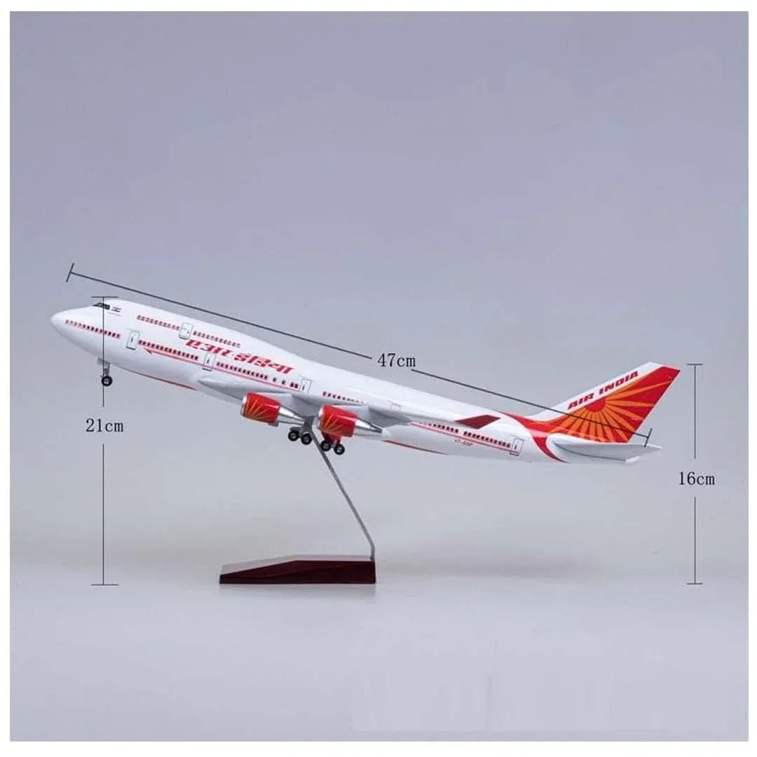 Diecast Airplane Display Model with Light : (1:125 Scale Model Boeing (B747 Air India) Aeroplane - Jaiman Toys